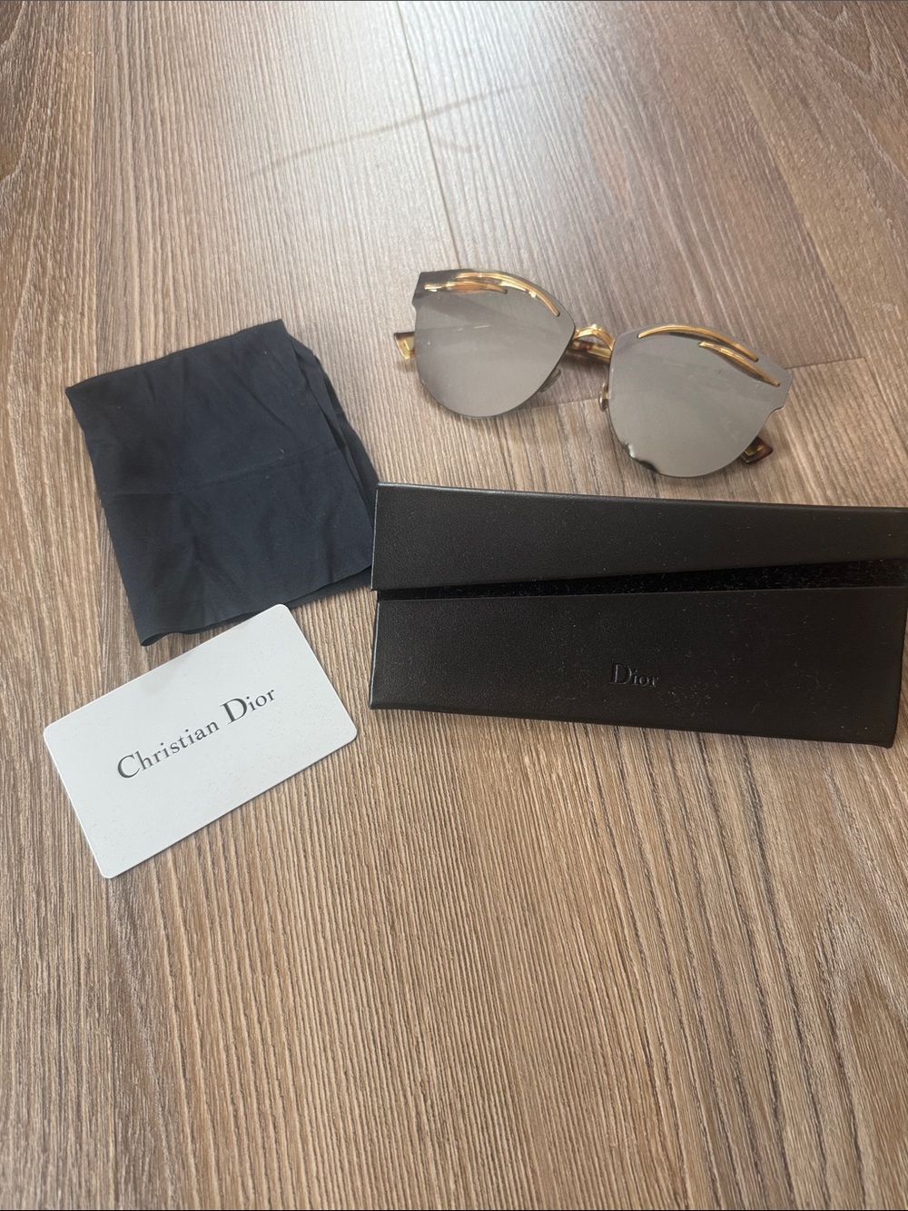 Christian Dior Empire 06J0TCat Eye Havana Titanium Frame Sunglasses